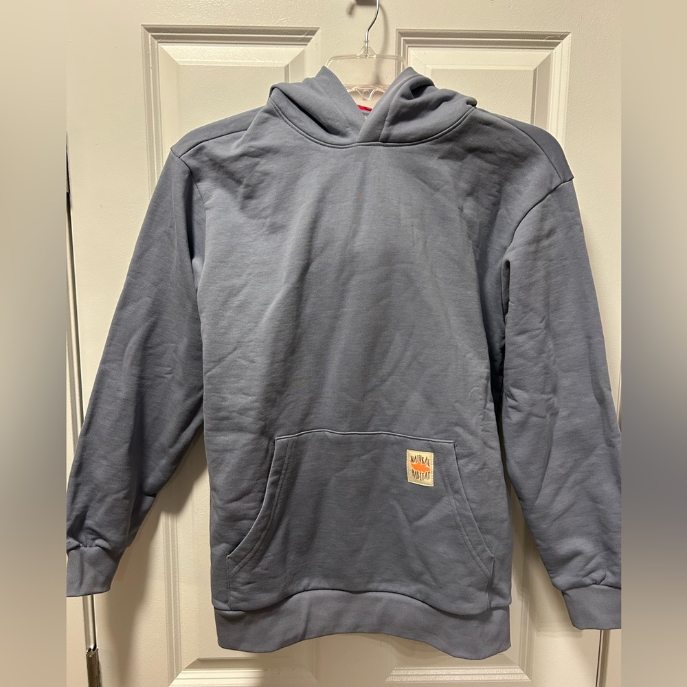 Find dusty blue natural habitat, hoodie with animal head hood